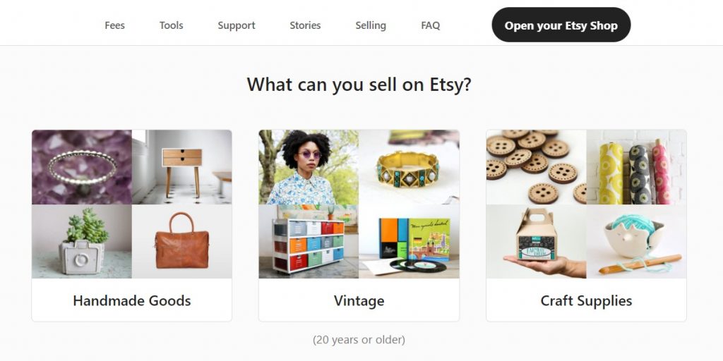 "What can you sell on Etsy?" page