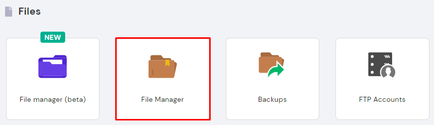 Selecting File Manager under the files section in hPanel.