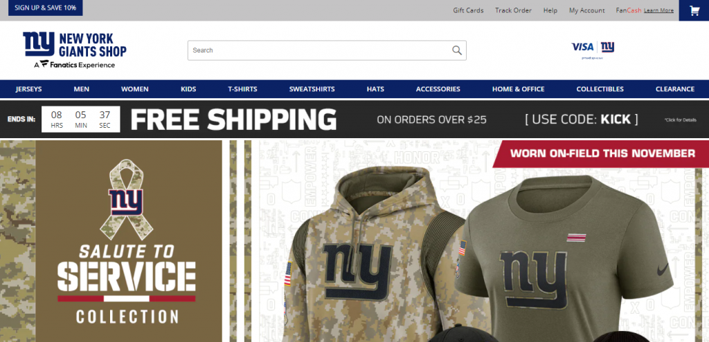 The New York Giants merchandise store
