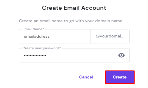 Create email account on hPanel