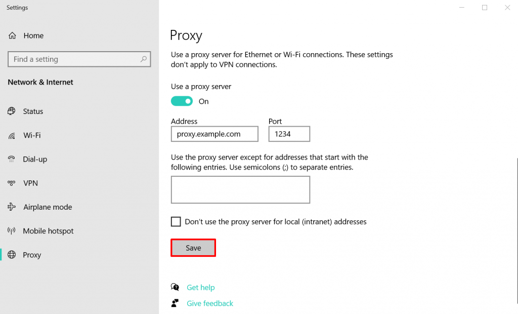 Screenshot showing how to open your website via proxy