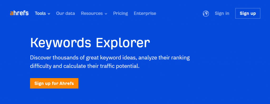 Keywords Explorer page on the Ahrefs website
