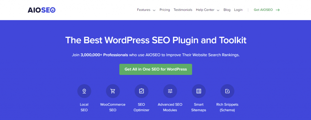 AIOSEO plugin's landing page