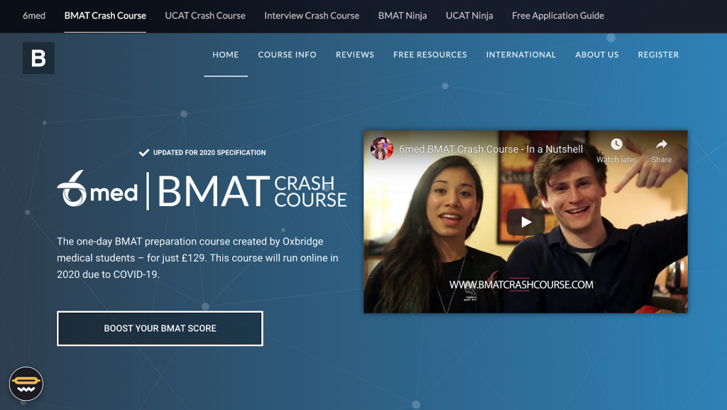 The BMAT Crash Course page.