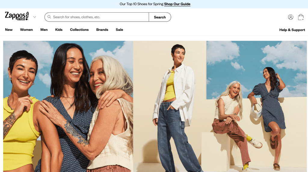 Zappos landing page