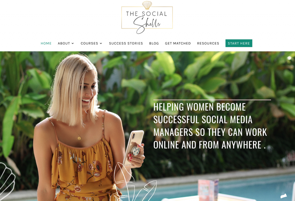 The homepage of The Social Shells.