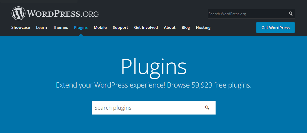 Screenshot of the WordPress plugins directory