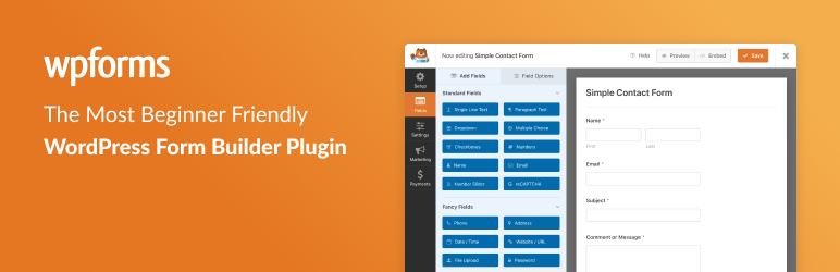 WPForms, one of the best plugins to create WordPress contact forms.