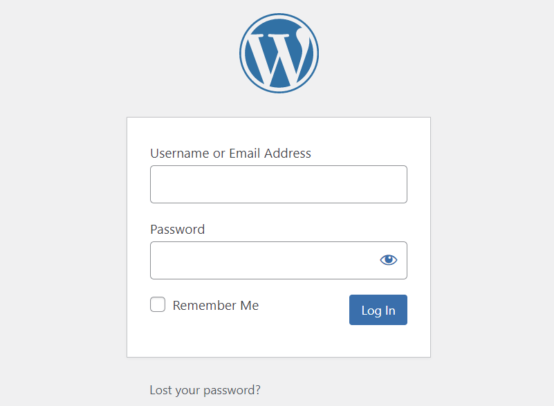 The WordPress login page