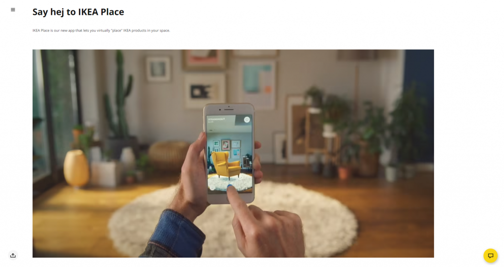 The landing page for IKEA Place app