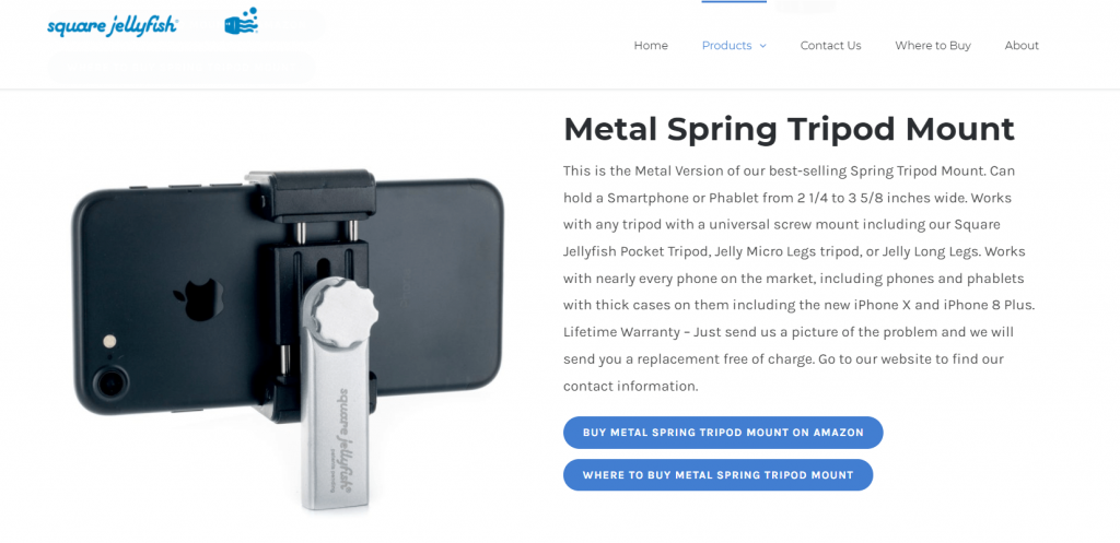 Smartphone tripod adapter Square Jellyfish Metal Spring