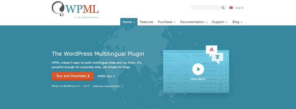 The WordPress Multilingual Plugin (WPML), a multilingual plugin helping users translate multiple languages