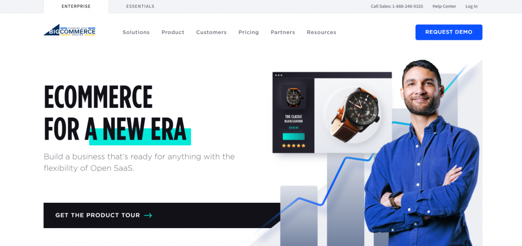 Homepage of BigCommerce, a headless eCommerce platform with high-performance APIs.