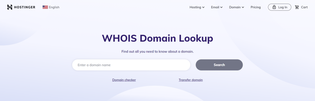 Hostinger's WHOIS domain lookup tool