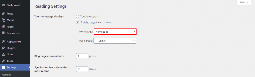 Setting a page with the Latest Posts block as a homepage