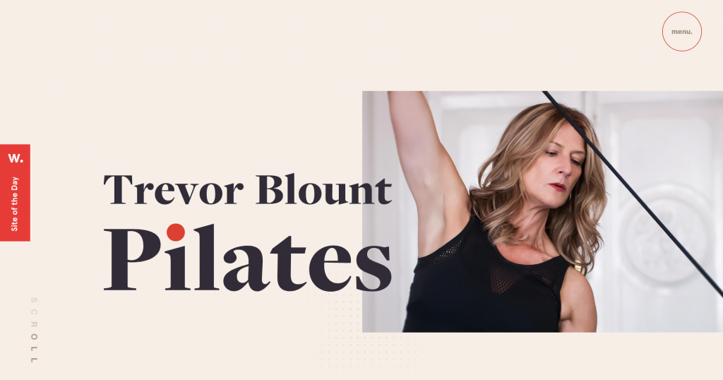 Trevor Blount Pilates' site displays the title and a hero image in the center