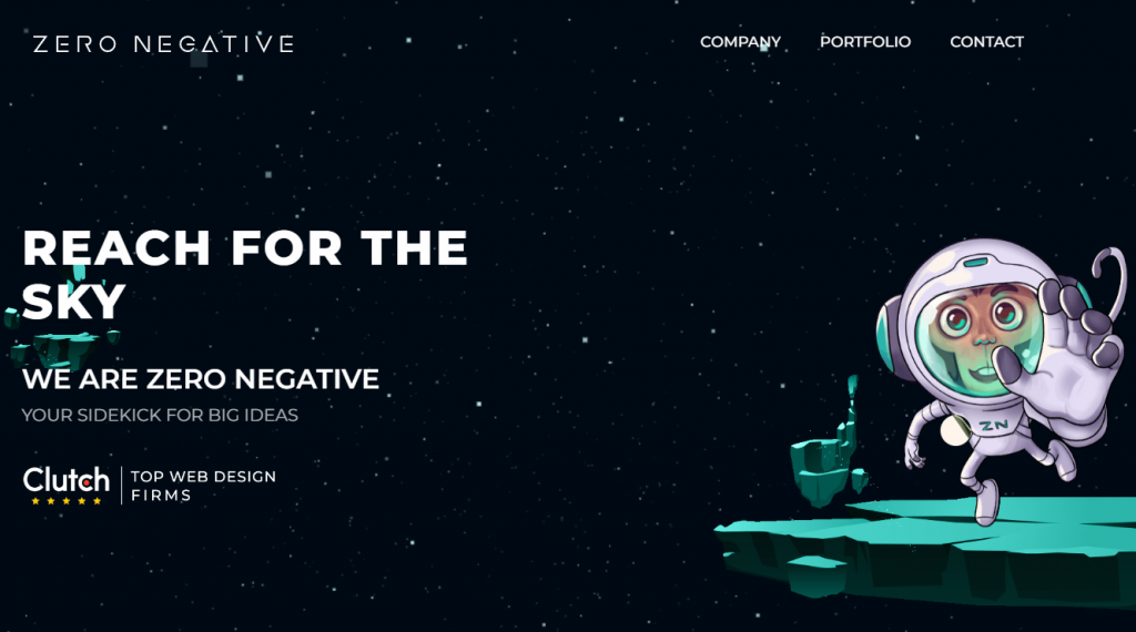 Zero Negative, one of the best web design companies, homepage