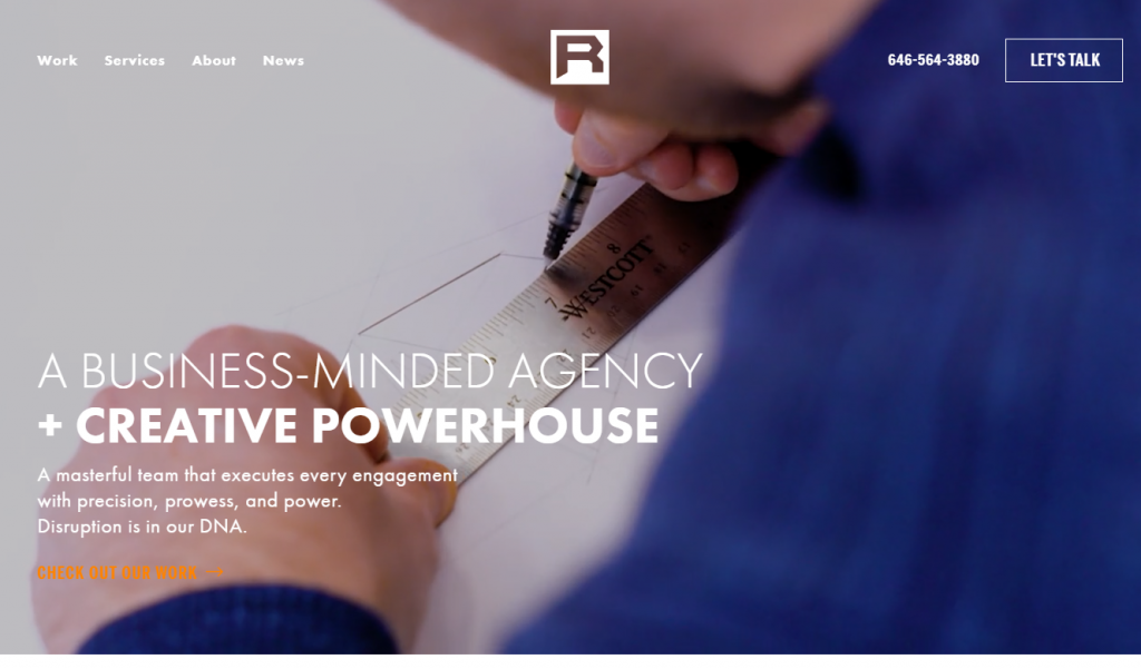 The homepage of Ruckus, a full-service agency specializing in web design and interactive marketing