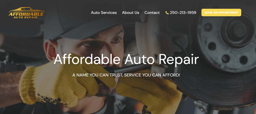 Affordable Auto Repair website homepage
