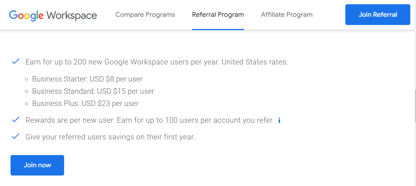 Google Workspace referral program