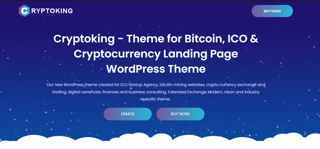 The preview page of Cryptoking, a WordPress theme.