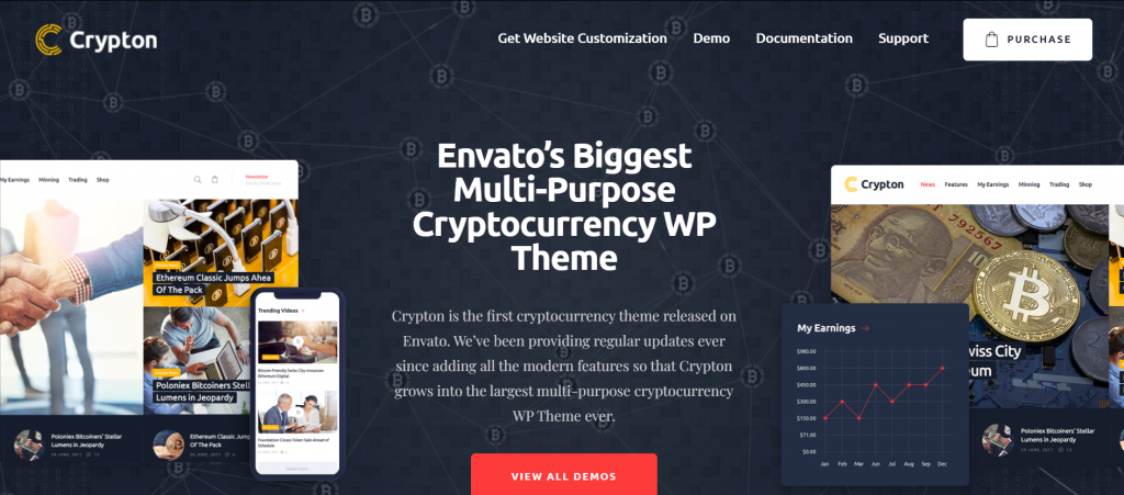 The preview page of Crypton, a WordPress theme