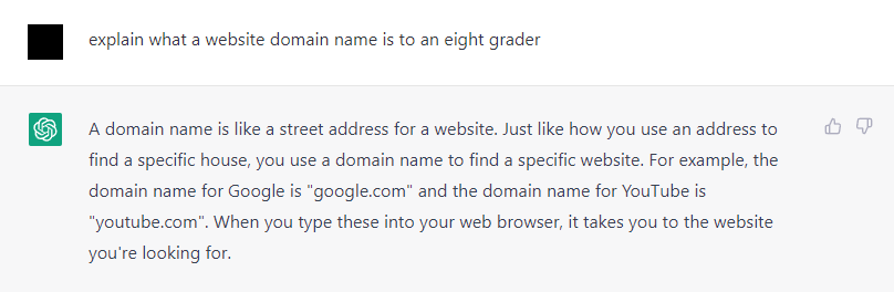 A simplified explanation of domain name generated by ChatGPT
