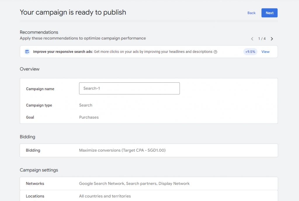 previewing your campaign on Google Ads