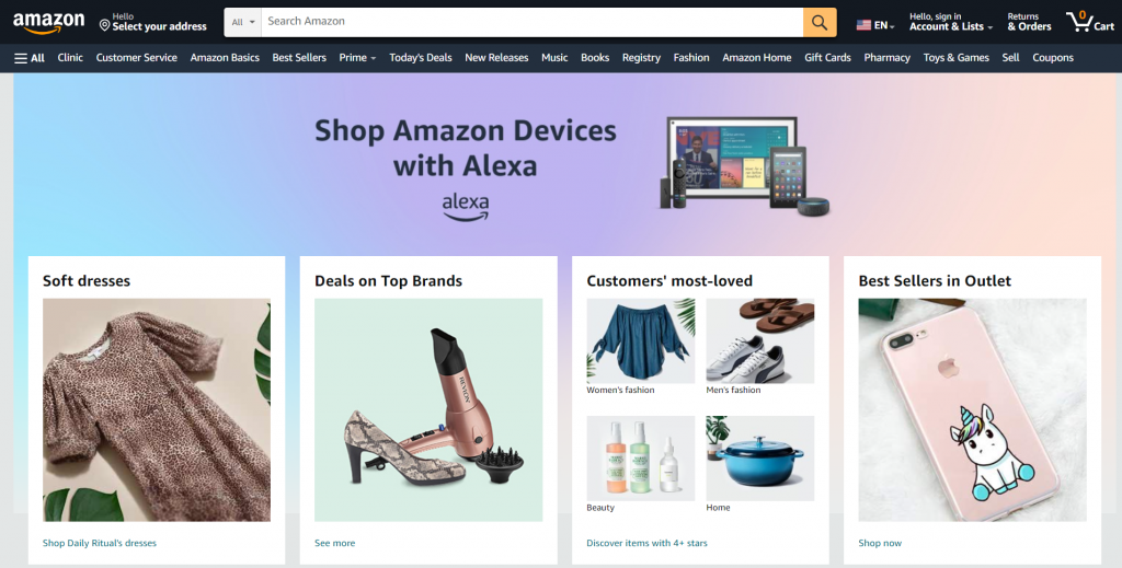 Amazon's landing page
