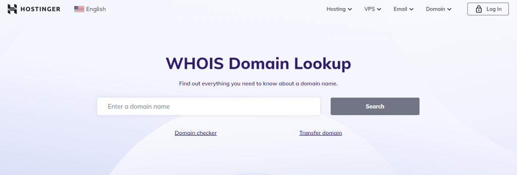 Hostinger WHOIS Domain Lookup tool