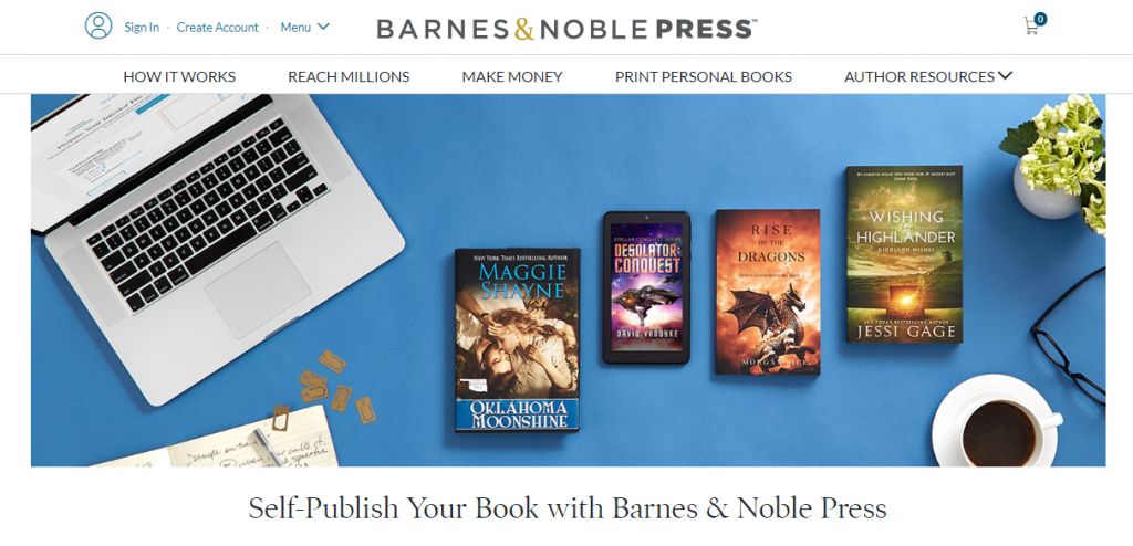 The Barnes and Noble Press subdomain homepage