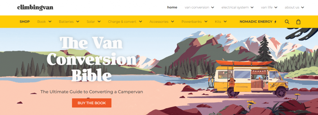 Climbingvan website homepage