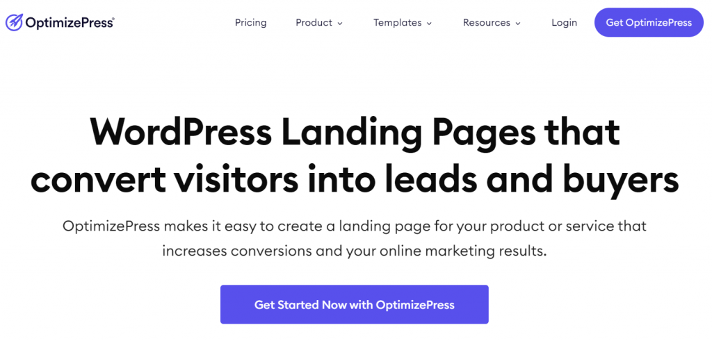 OptimizePress landing page builder page