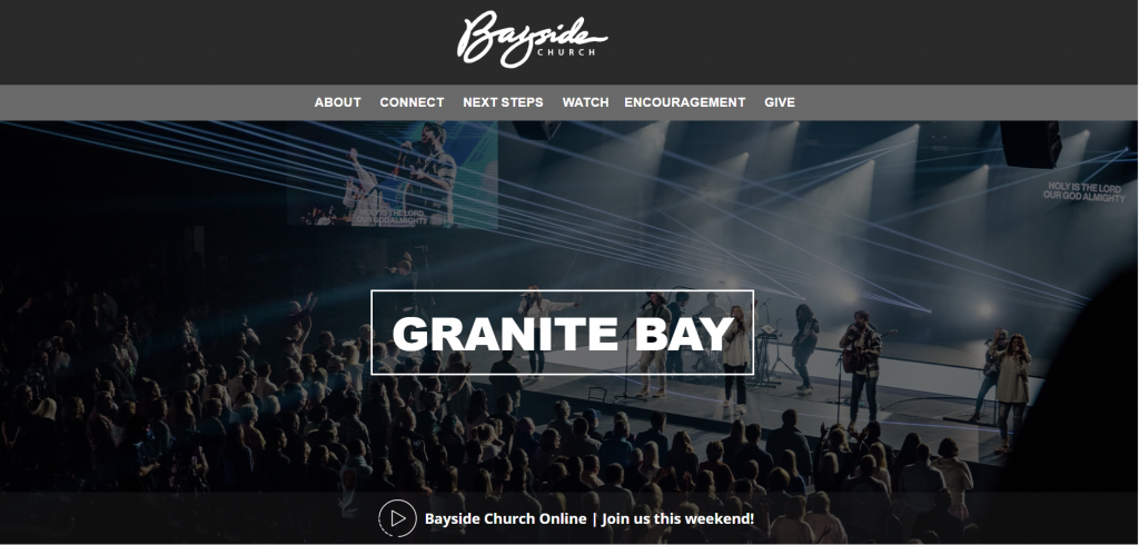 Homepage of Bayside Church's website
