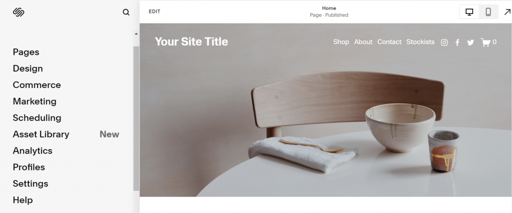 Squarespace's interface