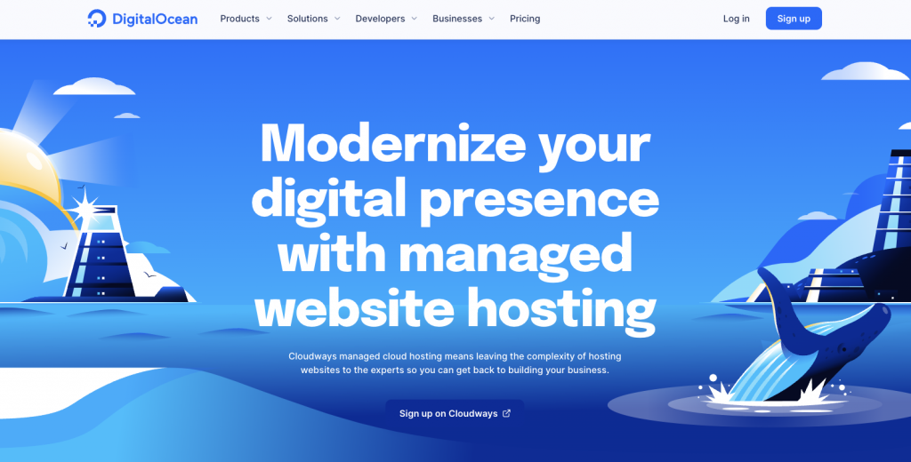 DigitalOcean cloud hosting landing page