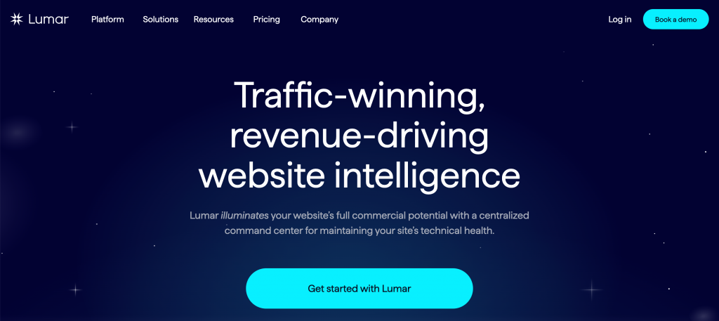 Homepage of Lumar (formerly DeepCrawl) SEO platform