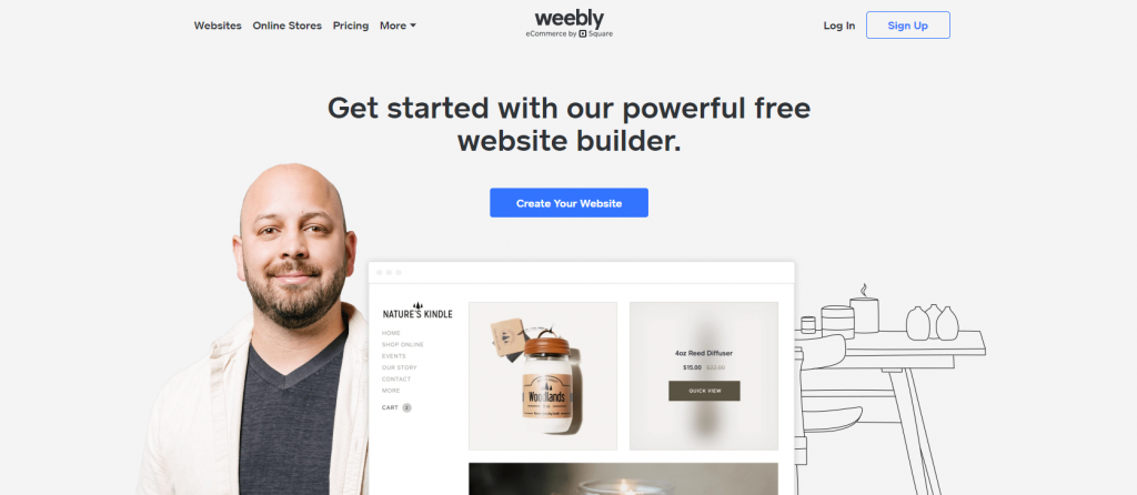 Weebly's website homepage
