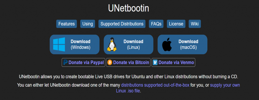 UNetbootin page on GitHub