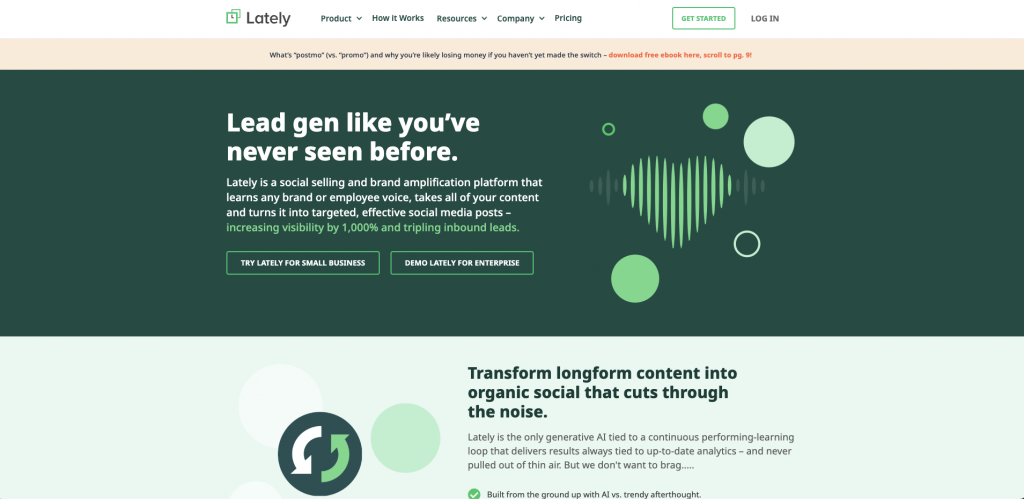 Lately landing page
