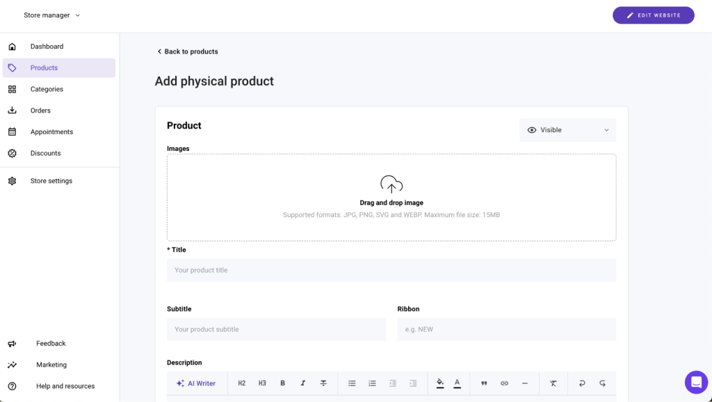 Add physical product page